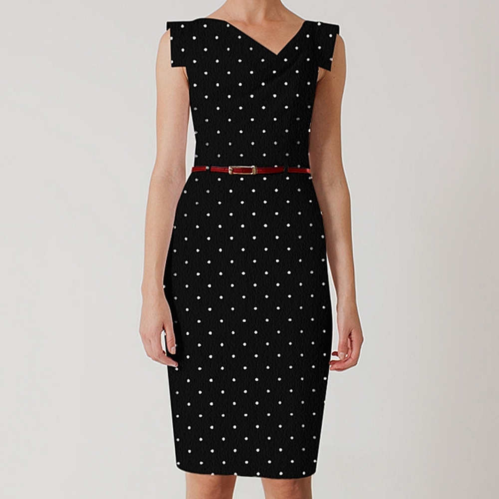 Black w/White Polka Dot Black Halo Dress